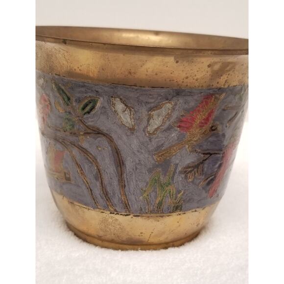 Penco Industries Inc Made in India brass blue inlay w/parrots item498 - Picture 6 of 9